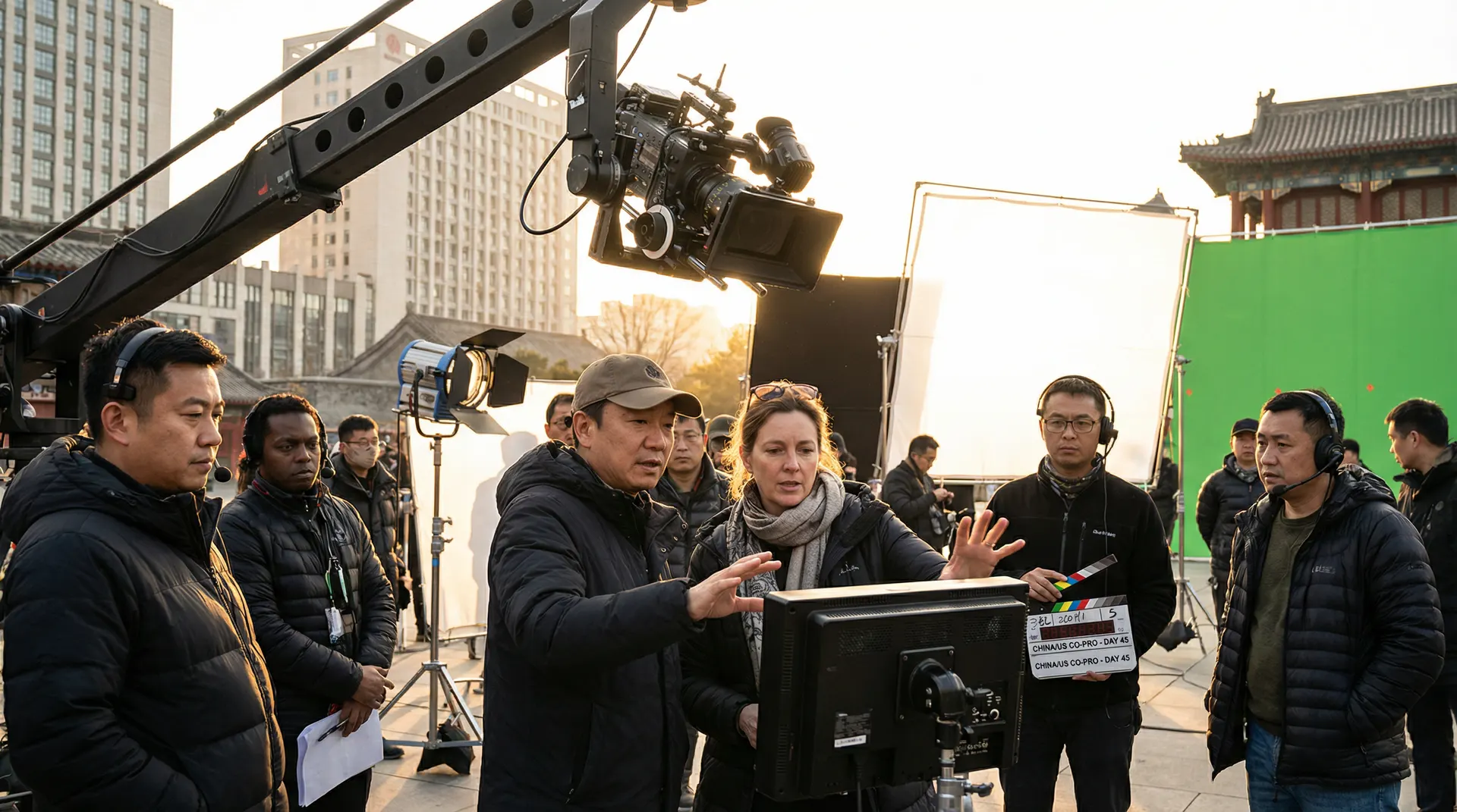 日本三级与国际影视团队合作拍摄现场